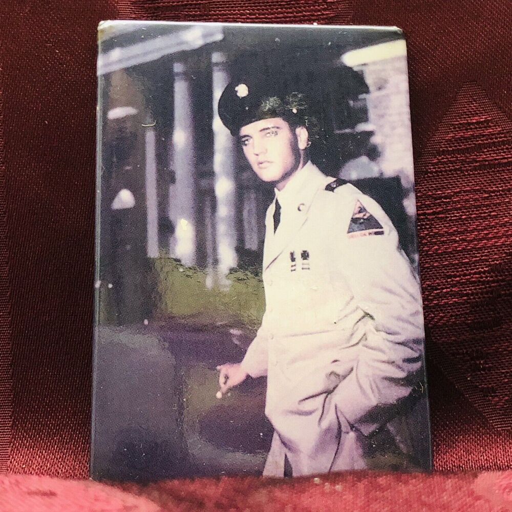 ELVIS PRESLEY in Uniform FRIDGE MAGNET 2x3 ROCK N ROLL Heartthrob Era Graceland